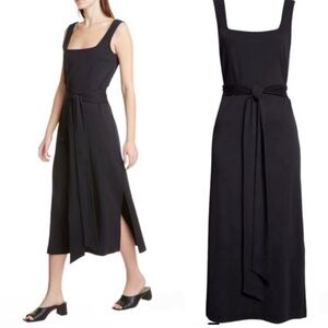 Vince Pima Cotton Black Square Neck Dress New Without Tags